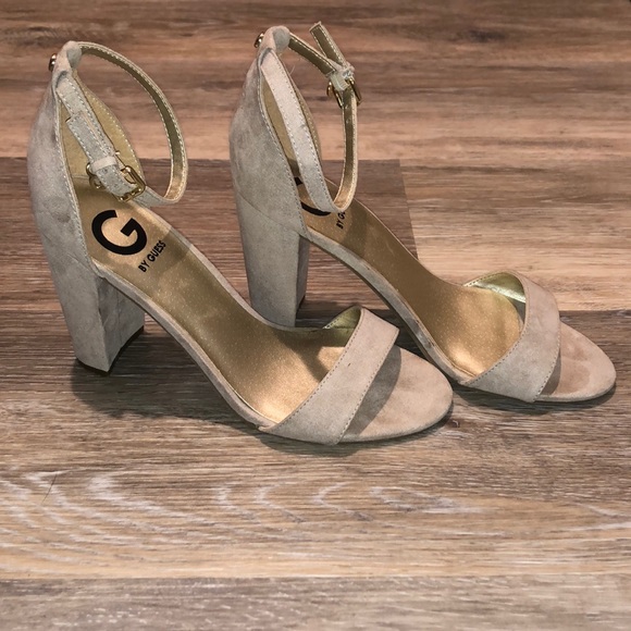 Guess Shoes - Guess Suede Nude Block Heeled Sandal